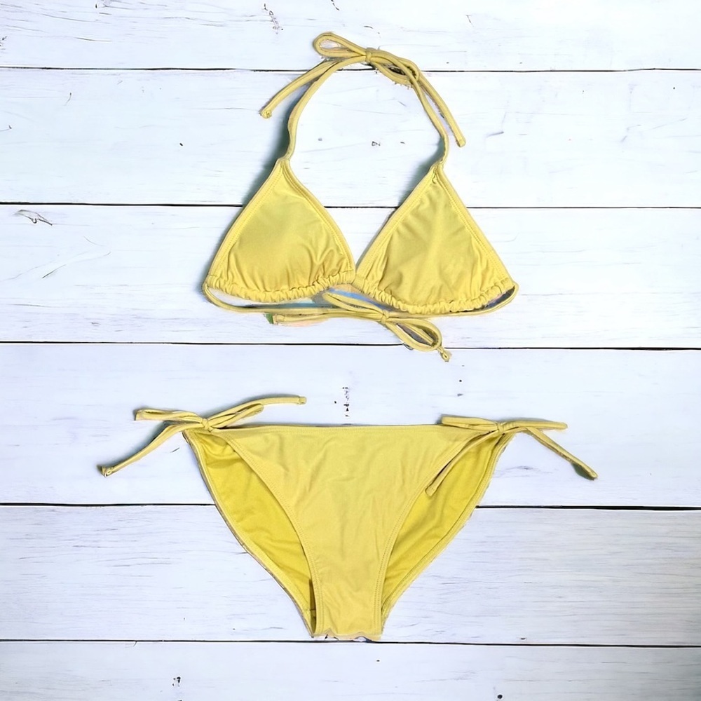 No Boundaries Yellow String Bikini Set